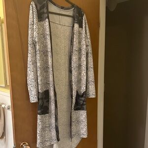 Camo Striped Open-Front Cardigan